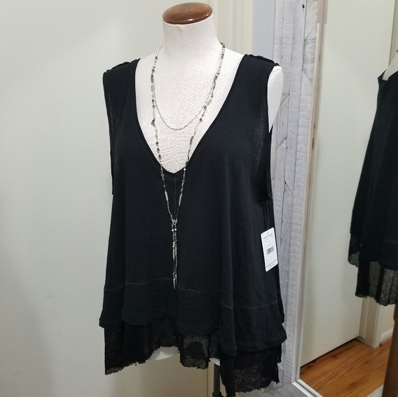 We The Free Tops - We The Free Black Oversize Layered Tank Top S-L